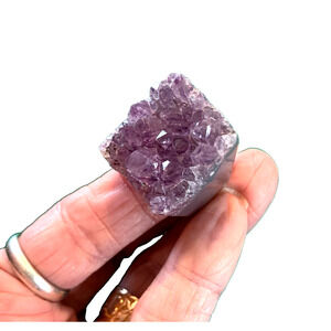 Amethyst Druzy Crystal Ring Chunky Purple Resin Statement Ring Size 6.0 Boho